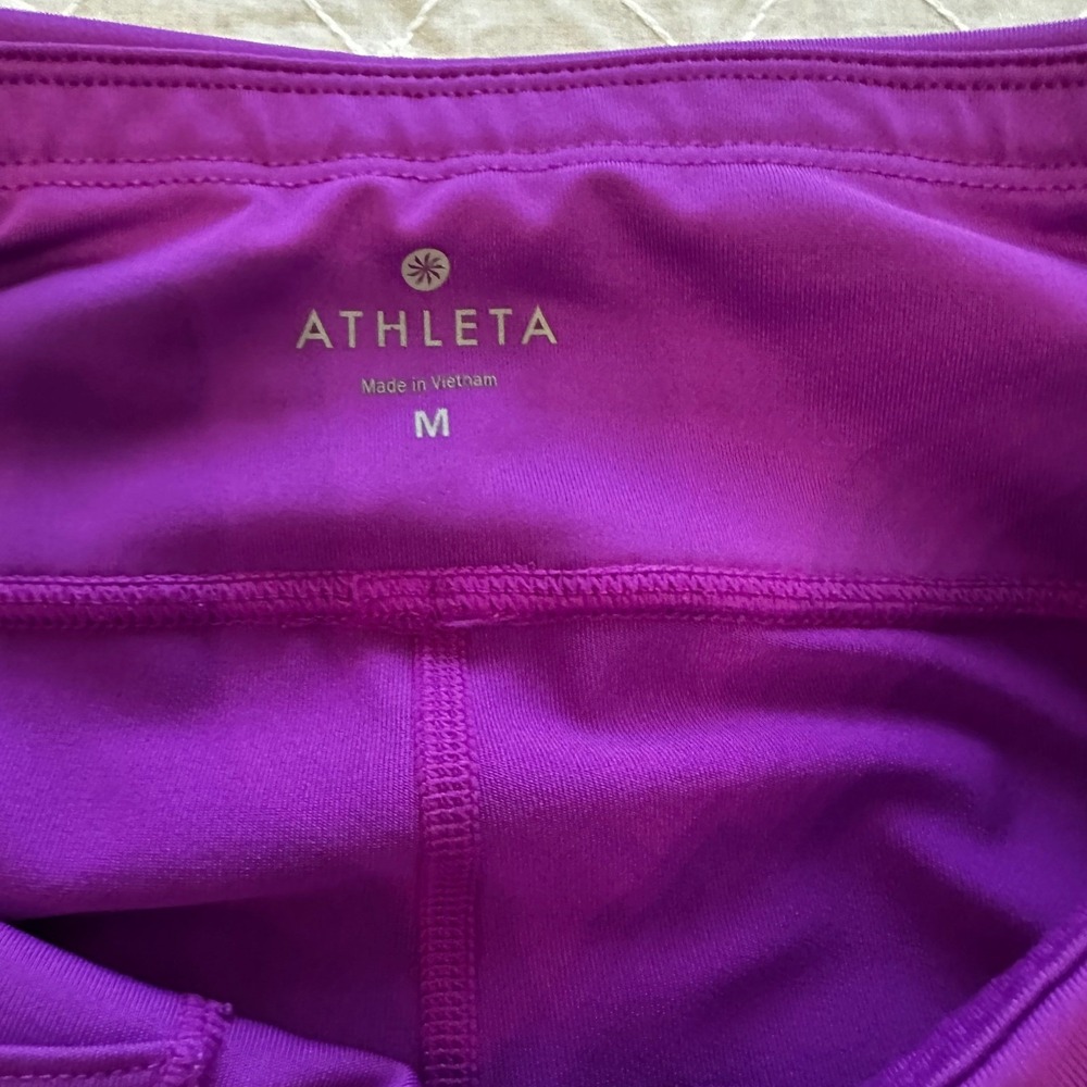 Athleta Purple Capri Leggings Athletic Pants‎ Women's M yoga Run Zipper Pocket - Picture 4 of 8